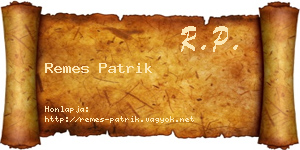 Remes Patrik névjegykártya